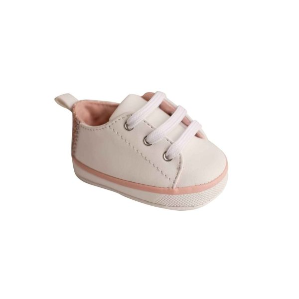 Lennon Infant White Sneakers with Rainbow Glitter Accent
