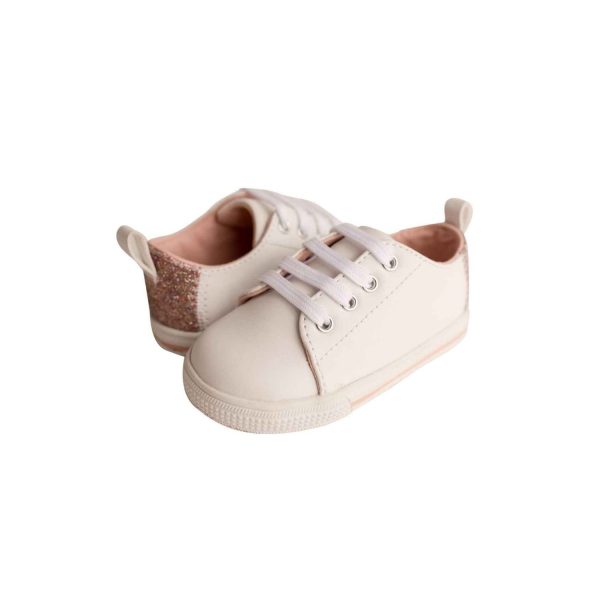 <span>Lennon</span> Toddler White Sneakers with Rainbow Glitter Accent - Image 7