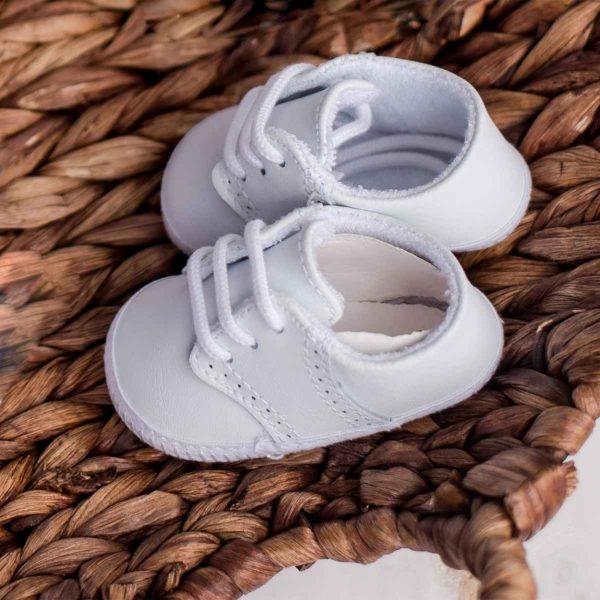 <span>Linden</span> White Leather Baby Shoes for Boys - Image 7