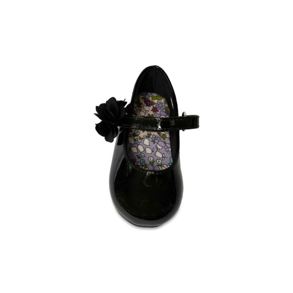 <span>Linley</span> Toddler Black Patent Mary Jane Dress Flats with Flower - Image 5