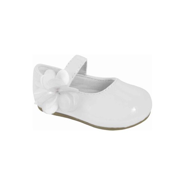 Linley Toddler White Patent Mary Jane Dress Flats with Flower