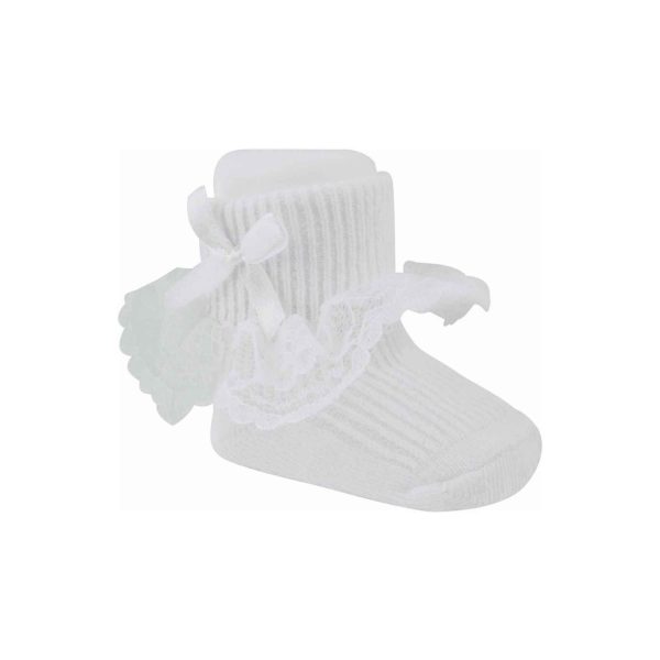 Lisa Infant White Lace Ruffle Dress Socks with Bows