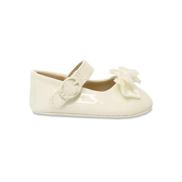 McKenna Infant Ivory Patent Mary Jane Flats with Bows