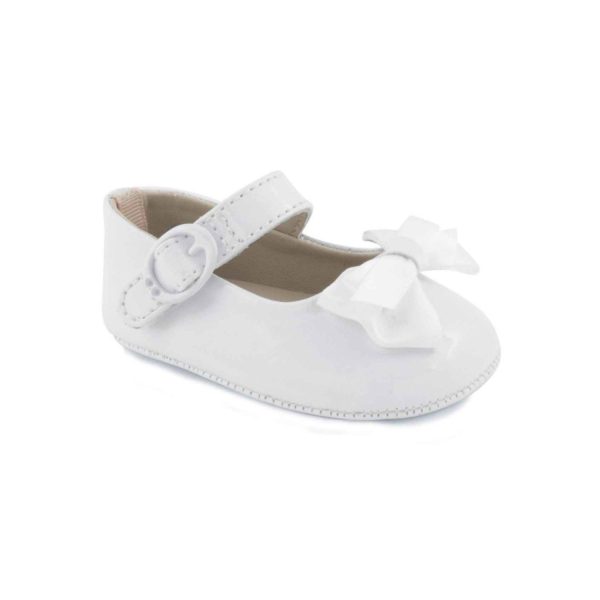 McKenna Infant White Patent Mary Jane Flats with Bows
