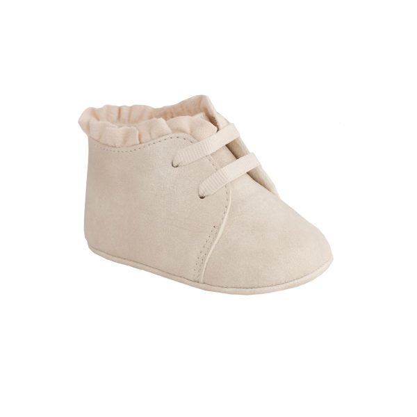 MILA Infant Ivory Shimmer Laced Booties with Ruffles