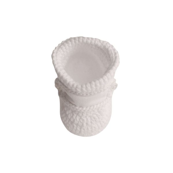 <span>Kirby</span> Newborn White Crochet Booties with Monogram Strap - Image 6