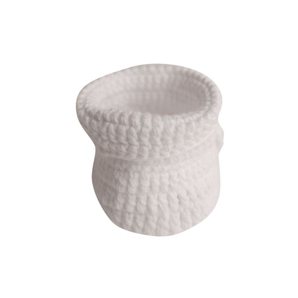 <span>Kirby</span> Newborn White Crochet Booties with Monogram Strap - Image 7