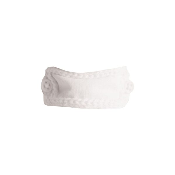 <span>Kirby</span> Newborn White Crochet Booties with Monogram Strap - Image 8