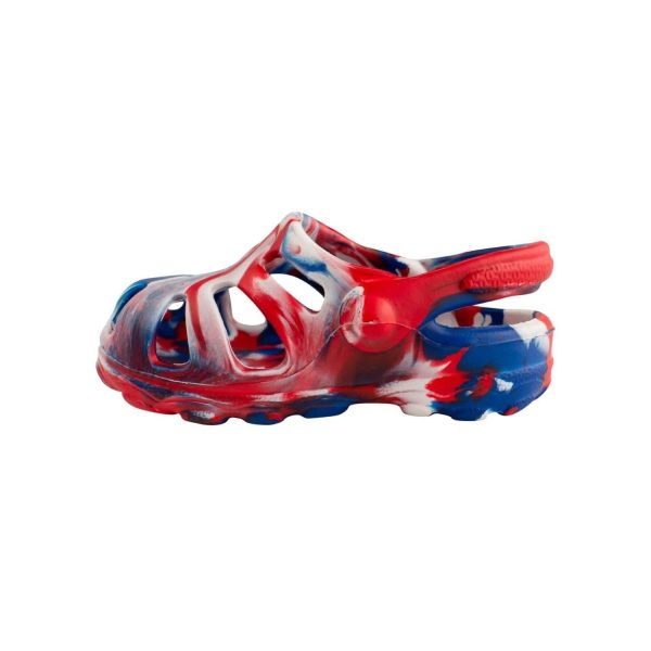 <span>Sunny</span> Toddler Red, White and Blue Molded Clogs with Back Straps - Image 2