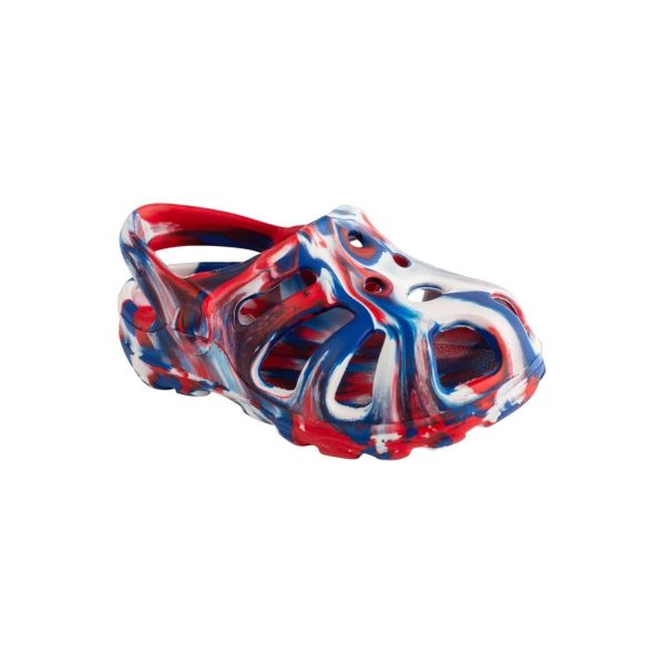 <span>Sunny</span> Toddler Red, White and Blue Molded Clogs with Back Straps